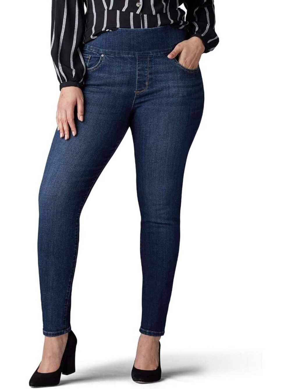 Plus-Size Sculpting Slim Fit Skinny Leg Pull-On Jeans for Women - Comfortable